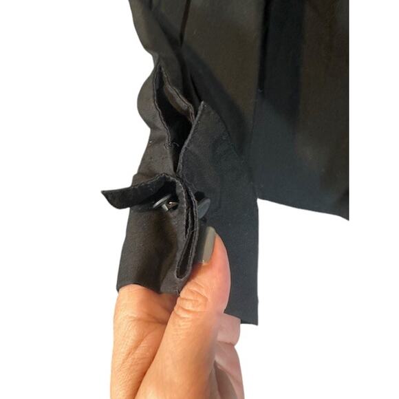 Rafaella Black Long Sleeve Collared Ruffle Front Button Down Blouse Women Sz 8 - Picture 6 of 8